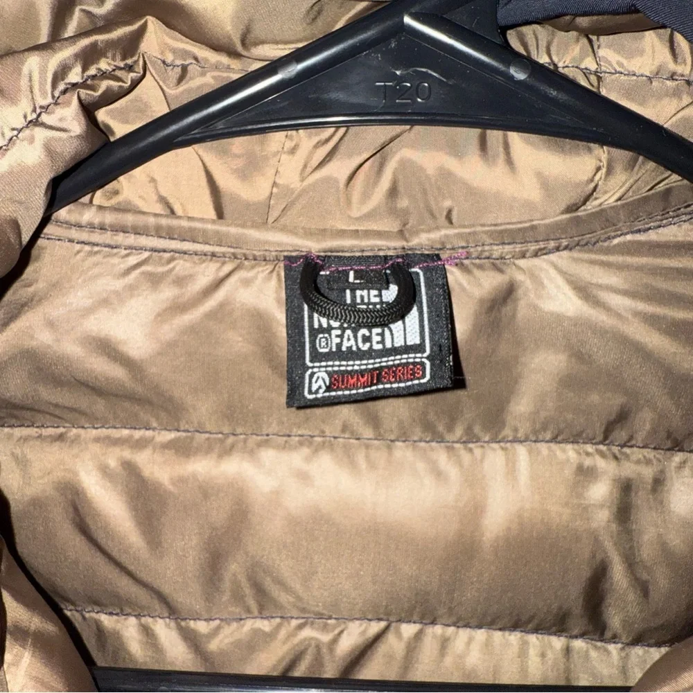 The North Face Youth Hooded Puffer Jacket Summit Series Size L Blue Brown - Picture 4 of 7
